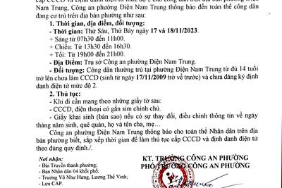 cấp CCCD và xác định định danh điện tử